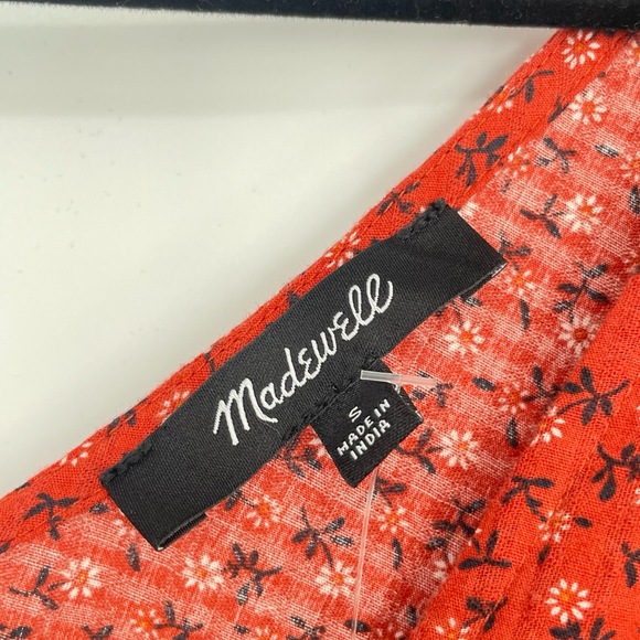 Madewell Womens V-Neck Puff Long Sleeve Peplum Cottage Core Orange Top Small - Picture 6 of 12